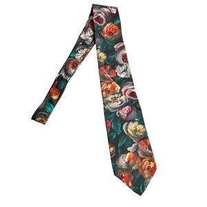 Marina di Carrara Dark Floral Silk Tie 3.25” Wide
